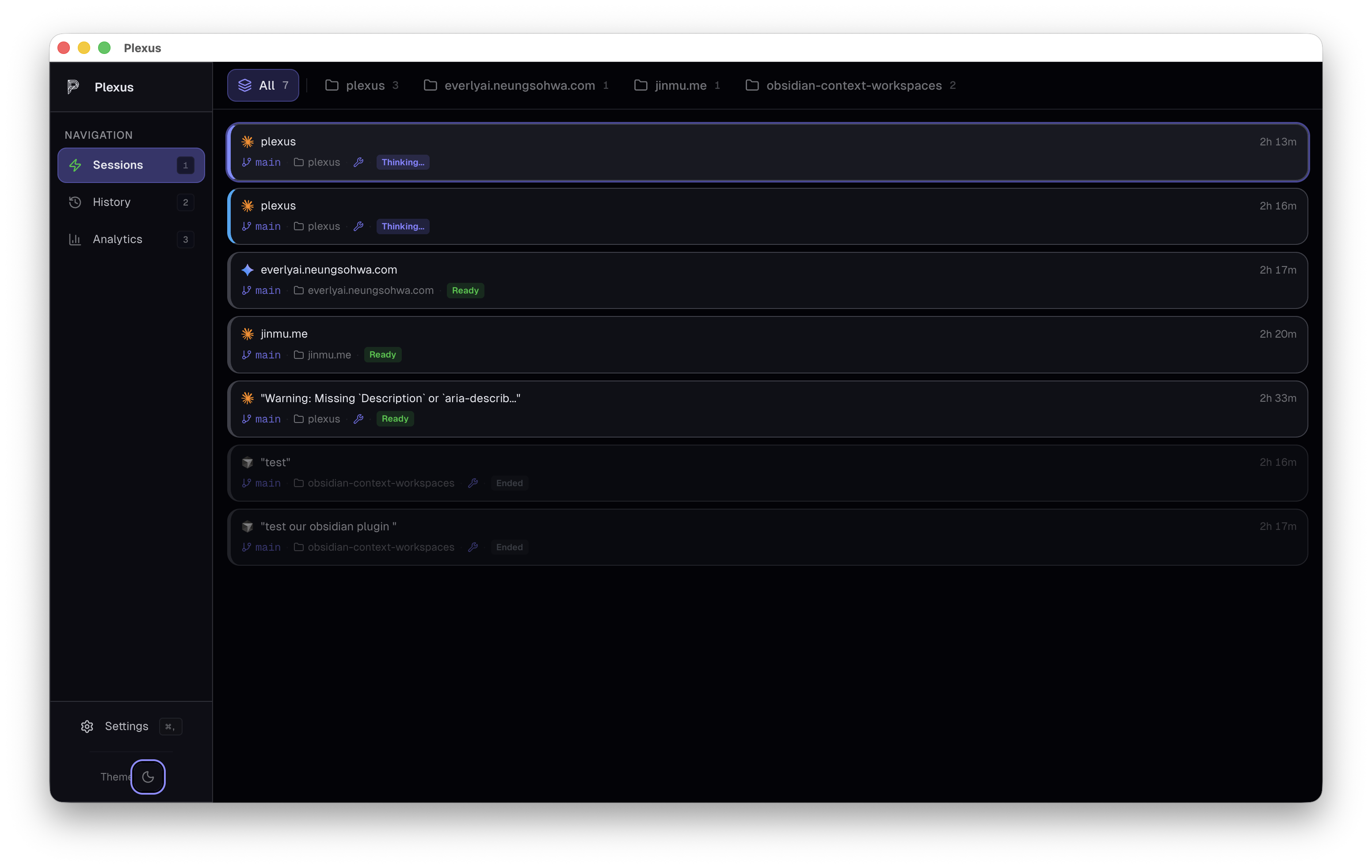 Fleet view showing multiple agent sessions